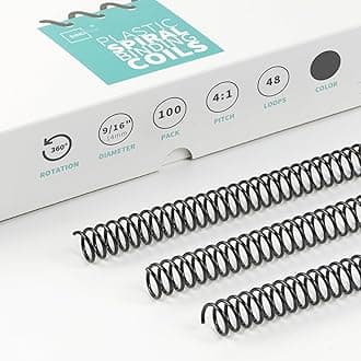 100 Pack Plastic Spiral Binding Coils, 14mm(9/16"), 115 Sheet Capacity, 4:1 Pitch, Black, 48 Loops, for Students and Coworkers