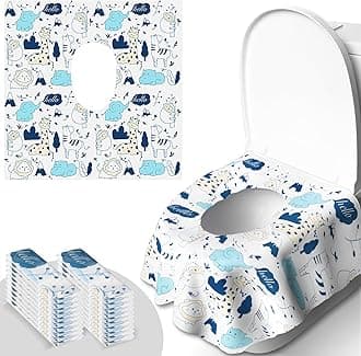 20 Pack Disposable Toilet Seat Covers - Extra Large, Individually Wrapped for Travel - Toddler Potty Training Seat Covers, Kids Travel Essentials for Airplane, Trip, Public Toilet (Animal-B)