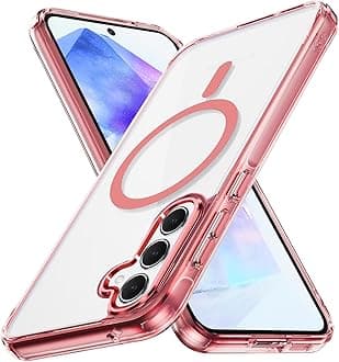 Lunivop for Samsung Galaxy A55 5G Case Hard [Compatible with Magsafe ] Yellowing Resistant Magnetic Cover Clear para A 55 6.6 inch 2024 Rugged Best Phone Cases Pink