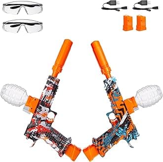 2 Pack Splatter Blasters, Electric Splat Blaster Toy Kits, 50000+, 10 Rs Per Seconds, 600 Hopper, Outdoor Team Game Activities Toy, 2 Rechargeable Batteries, Age 12+ Year Up