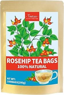 TeeLux Rose Hips Tea Bags, Premium Rosehip Herbal Tea, Fruity Flavor and Aroma, Caffeine-free, 100 Count