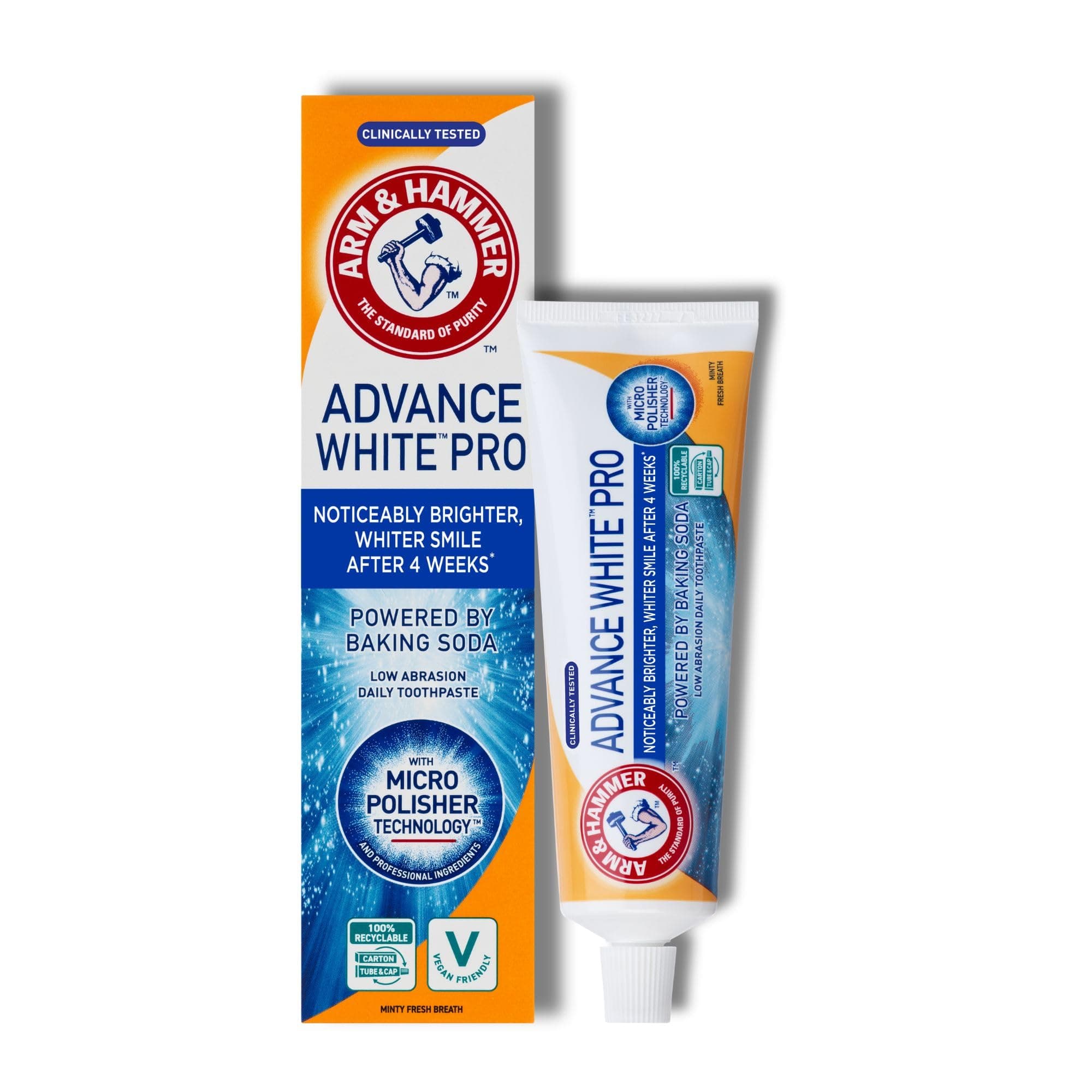 Advance White Pro Toothpaste, Baking Soda Teeth Whitening Toothpaste with Micro Polisher Technology, 2 Shades Whiter in 4 Weeks, 75 ml Tube