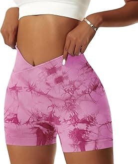 Women's Workout Gym Shorts Booty V Cross Spandex Yoga Biker Shorts Scrunch Butt High Waisted Athletic Leggings