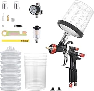 Aeropro Tools R500 Lvlp Air Spray Gun With 22 Ounce Disposable Paint Cups, A610 Guns Automotive, Car Sprayer, For House Painting, Car, Furniture, Varnish And Top Coat