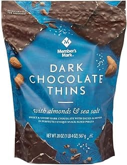 Member's Mark Dark Chocolate Thins With Almonds & Sea Salt (20oz), 20 Oz