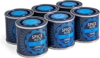 Goan Curry Powder by Spice Pots - 100% Natural Ingredients - Gluten Free & Vegan Indian Curry Powder - Dry Spice Mix For Fish, Chicken & Vegetarian Dishes (Hot Heat) - 6 x 40g Pots