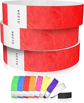600 WristCo Neon Red Tyvek Wristbands for Events - Tamper-Proof Design & Fluorescent Color Prevent Reuse Premium-Grade Bracelets for Hospital & Medical ID, Party & VIP Identification