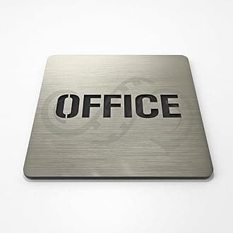 - SMEDOR® Luxury Indicative OFFICE sign | 3M Brand Self Adhesive | 6 x 6 inch | Designed for both indoor & outdoor use | Brush Silver & Matt Black | Square Shaped | OFFICE Signboard