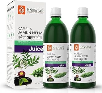 Krishna's Karela Jamun Neem Mix Juice - 500 ml | Blend of Fresh Karela, Neem Juice & Jamun seeds Ayurvedic solution for balancing sugar levels