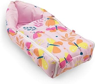 Luv Lap 3 in 1 Baby Bed, Sleeping Bag & Carry Nest, Cotton Baby Bedding for New Born & Infant, Portable Bassinet, for Baby Carrying & co Sleeping, Unisex Baby Sleeping Bed, 0M+ (Pink Butterfly print)