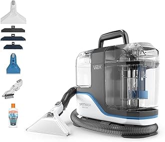 SpotWash Max Duo Spot Cleaner, Upholstery, Sofa, Stairs, Rug, Stain Cleaning Small Handheld Shampooer Machine, Solution and Tools for Home, Car, Pets with Self-Clean, 500W, White / Blue, CDSW-MSXD