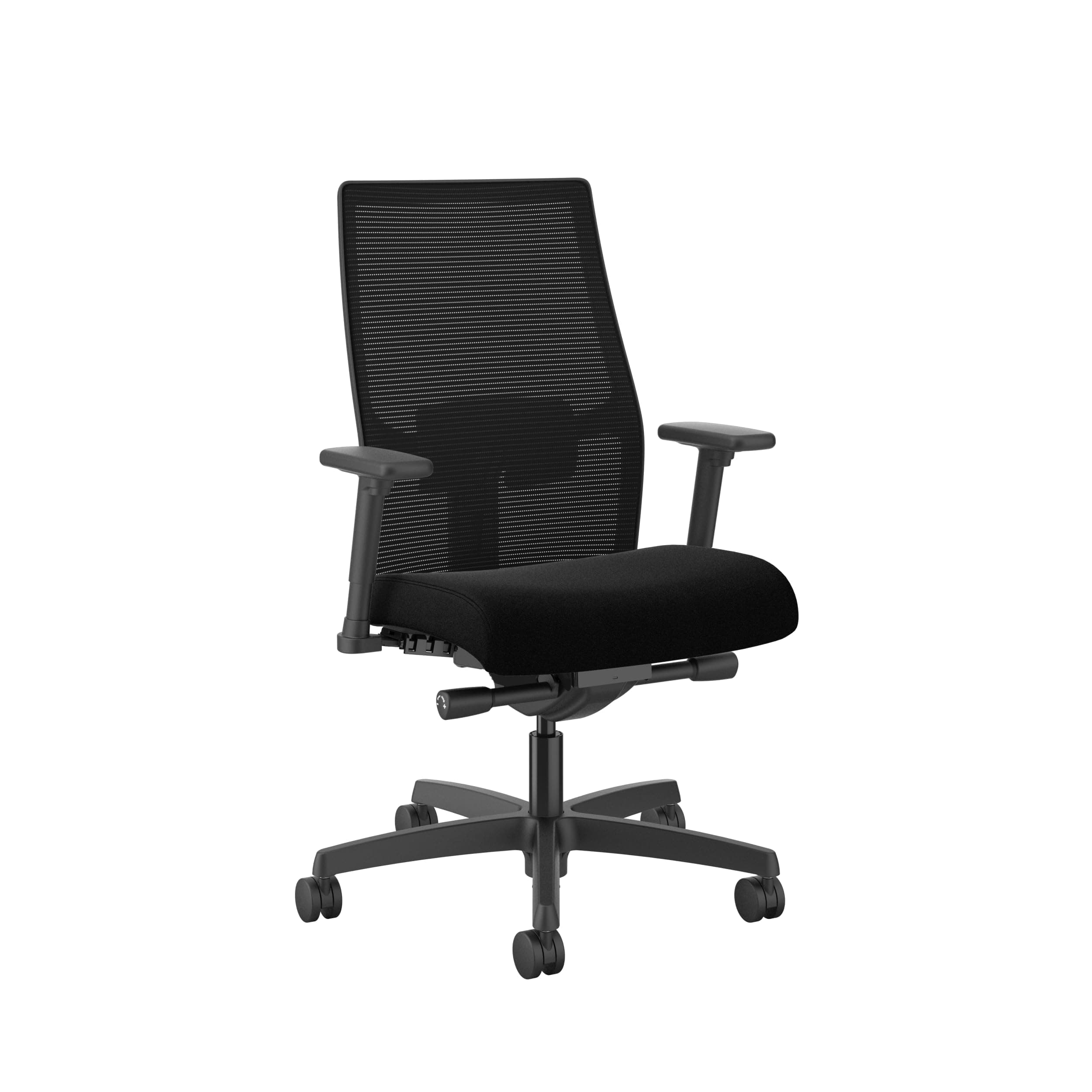 HON Ignition 2.0 Mid Back Task Chair, Advanced Synchro-Tilt Control, Office Chair with Lumbar Support, Height and Width Adjustable Arms, Black Frame, Black