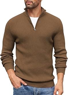 DENIMHOLIC Men High Neck Zipper Full Sleeve Cotton Knitted Winter Sweater for Man