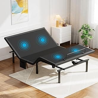 Pipishell Full Adjustable Bed Frame with Massage, Electric Bed Base with Head & Foot Incline, USB-A & USB-C Ports, LED Under-Bed Lighting, 4 Leg Height Options, and Easy 3-Step Assembly