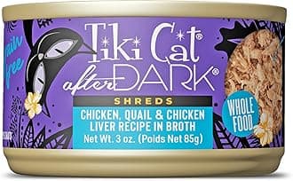 Tiki Cat After Dark Shreds Wet Cat Food, Chicken, Quail & Chicken Liver, 3 oz. Can (12 Count)