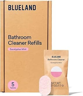 BLUELAND Bathroom Cleaner Refill Tablet 5 Pack | Eco Friendly Products & Cleaning Supplies - Eucalyptus Mint Scent | Makes 5 x 24 Fl oz bottles (120 Fl oz total)