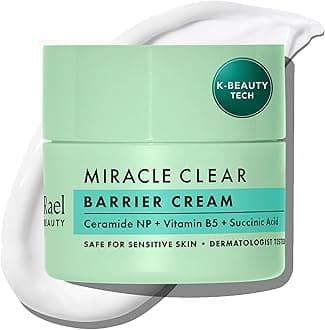 Rael Miracle Clear Face Barrier Cream - Korean Skincare, Oil-Free Moisturiser for Acne Prone Sensitive & Oily Skin, Lightweight, w/Ceramide NP, Vitamin B5 Panthenol, Succinic Acid, Vegan (53ml)