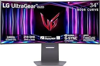 34GS95QE 34-inch Ultragear OLED Curved Gaming Monitor WQHD 1440p 800R 240Hz 0.03ms AMD FreeSync Premium Pro NVIDIA G-Sync HDMI 2.1 DisplayPort Tilt/Height/Swivel Stand Black