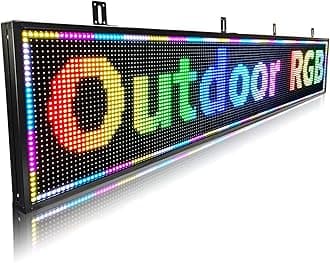 Outdoor Scrolling Led Signs Programmable Waterproof, Digital Electronic Display Screen, Open Neon Signs, Message Board Customed,for Advertising Business Store Restaurant Window, P10 77''X14''