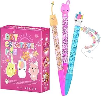 DIY Sparkly Pens for Kids – 3 Customizable Pens for Creative Crafting, Perfect Easter Basket Stuffers and Gifts for Boys and Girls 4-9 Years Old, Fun Art Project and Craft Kit