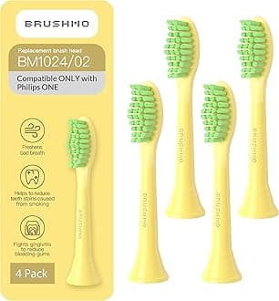 Replacement Toothbrush Heads, Compatible with Philips One for Sonicare Electric Toothbrush Handles HY1022, 4 Standard Heads with Tongue Cleaner, Soft Dupont Bristles, BM124m, Mango