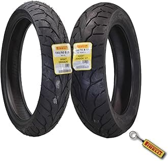 Night Dragon Tire Set: 130/60B19 M/C 61H TL Front & 160/70B17 M/C 79V REINFTL Rear Cruiser Motorcycle Tires - Superior Traction & Handling for High-Performance Cruisers with Keychain