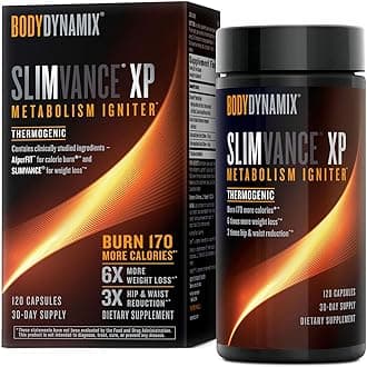 Slimvance XP Metabolism Igniter, Botanical Diet Support, Advanced Thermogenic, Burn More Calories, Weight & Fat Loss, Energy, Focus, for Men & Women, Proven Ingredients & Caffeine, 120 Count, 30 SVG