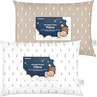 KeaBabies 2-Pack Toddler Pillow 13x18 - Soft Organic Cotton Kids Travel Bed Pillows for Sleeping, School, Nap, Machine Washable, Toddlers 2 to 5, Pillowcase Sold Separately (Pine Tree)