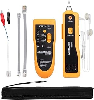 Cable Tracer Ethernet Network Cable Tester RJ45 RJ11 - Wire Toner Tracker CAT5 CAT6 Continuity Tester - Tone Generator and Probe Kit Telephone Line Circuit Finder Locator Detector Tool - Orange