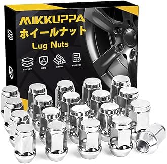 MIKKUPPA Wheel Nuts M12 x P1.25 Taper Seat 60° Length 35mm Steel Fits 19HEX Nissan, Subaru, Suzuki, and Mini Cars, 20pcs Set Silver
