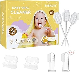 EASICUTI Upgrade Baby Tongue Cleaner, 52PCS Newborn Infant Toothbrush, 2 Finger Toothbrush & Gum Cleaner Stick Dental Care for 0-36M+