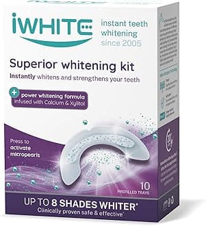 Superior Teeth Whitening Kit - 10 Trays - Professional Teeth Whitening Up to 8 Shades Lighter. Whitens and Restores Enamel - Microbeads, Calcium and Xylitol - Peroxide Free, Clinically Approved
