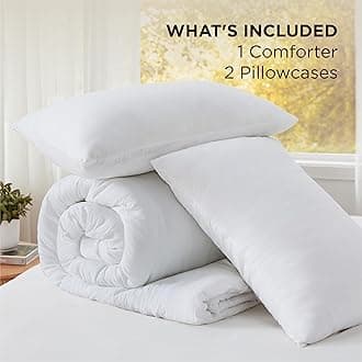 Bedsure Super King Size Comforter Set, White Soft Prewashed Bedding for All Seasons, 3 Pieces GentleSoft™ Bed Set, 1 Lightweight Comforter (120"x120") and 2 Pillowcases (20"x36")