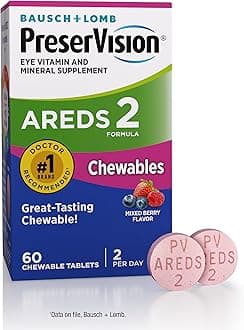 PreserVision AREDS 2 Eye Vitamin & Mineral Supplement, Contains Lutein, Vitamin C, Zeaxanthin, Zinc, Copper & Vitamin E, 60 Chewable (Packaging May Vary)