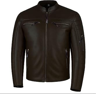 REVOLT Men's Motorcycle Jacket, Natural Buffalo Leather, CE Armor - Ventilation, Cruiser Motorbiker Touring Biker Brown XL