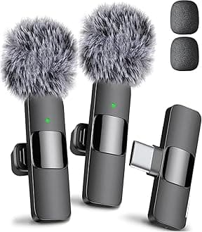 Mini Mic Pro Wireless Lavalier Microphone for iPhone, iPad, Android, Video Recording, Crystal Clear Recording with USB-C for Podcast, ASMR, 2-Pack