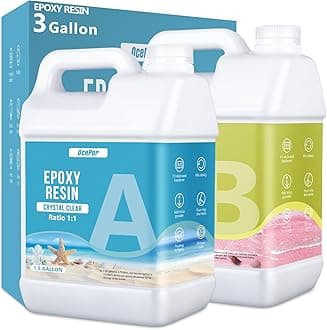 OcePor Epoxy Resin-3 Gallon, Crystal Clear Epoxy Resin Kit, No Yellowing No Bubble Art Casting for Art Crafts, Jewelry Making, Wood & Molds(1.5 Gallon x 2)