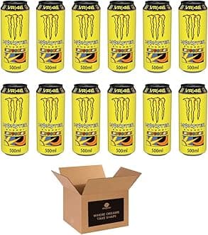 Monster Energy Drink Flavours | Juiced, Zero Sugar, Ultra, Monarch, Fiesta Mango, Strawberry Dreams, VR46, Punch | High Caffeine Sports Energy Drink (VR 46 The Doctor - 500ml x 12Pack)