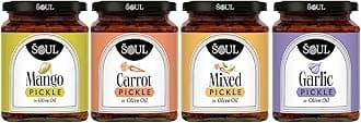 Soul Pickle In Olive Oil Combo Pack Of 4 (Mango Pickle 275 GM + Carrot Pickle 265 GM + Mixed Pickle 265 GM + Garlic Pickle 275 GM)