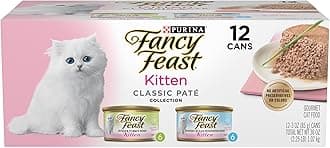 Purina Fancy Feast Kitten Tender Ocean Whitefish Feast and Tender Turkey Feast Wet Kitten Food Variety Pack - (2 Packs of 12) 3 oz. Cans