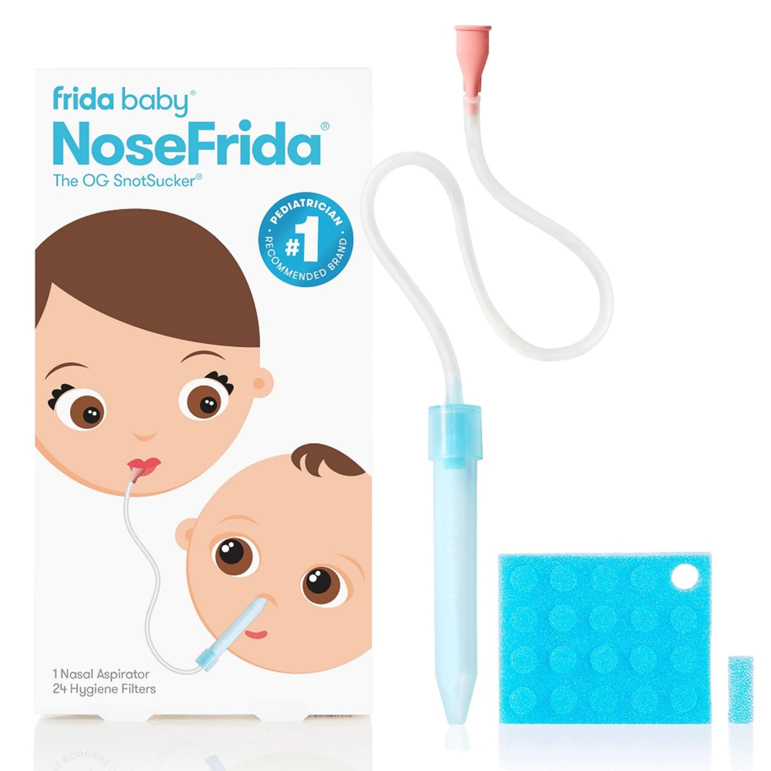 NoseFrida SnotSucker for Baby, Nasal Aspirator for Baby, Nose Sucker Baby Nasal Aspirator for Baby, Congestion Relief with 24 Extra Hygiene Filters