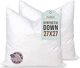 Pillowflex Set Of 2 Synthetic Down Alternative Fibre Pillow Inserts For Shams (27 Inch By 27 Inch) (68.5cm x 68.5cm)