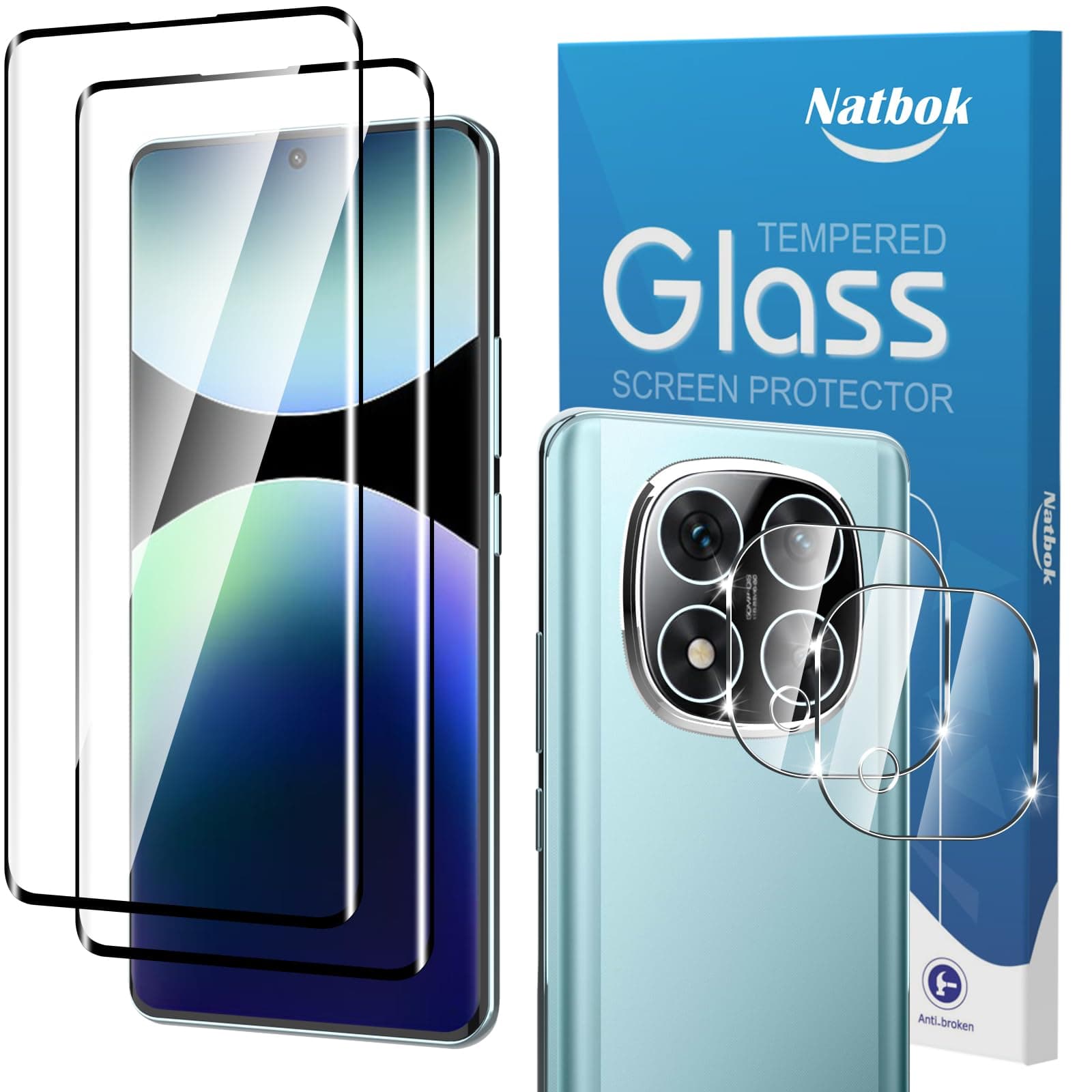 2+2 Pack 3D Screen Protector for Redmi Note 14 Pro+ 5G with Camera Lens Protector,3D Full Coverage HD Clear Scratch Resistant,Bubble-Free for Xiaomi Redmi Note 14 Pro Plus 5G Screen Protector