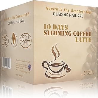 Oladole Natural Latte Slimming Coffee 15g 10 Packets for Weight Management with Super Ingredients Acai Berry, Raspberry Ketone, Garcinia Cambogia, African Mango, Green Coffee & Tea Extract, Keto Diet