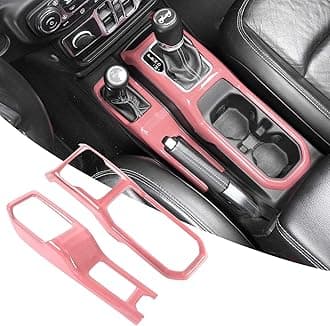 RT-TCZ Center Console Gear Shift Panel Trim Cover 4WD Four Wheel Drive Cup Holder Panel Trim Cover Decoration Interior Accessories for Jeep Wrangler JL JLU & Gladiator JT 2018-2024,Pink