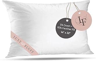 Throw Pillow Insert, 14x22 Inch, Rectangle, Indoor Decorative Pillows, for Couch, Sofa or Bed, Cushion Sham Stuffer, Down and Feather Filled, with 100% Cotton Cover 233 Thread Count