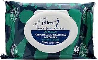 pHeet® Foot Wipes All Natural, Cleaning, Moisturizing, Itching, Wipes Prevent Foot Odor, Toenail Fungus, Foot Fungus, Athletes Foot and Improve Dry, Cracked, Flaky Skin by PH Select (7.5 x 4 x 3 Inch)