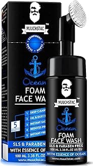 Muuchstac Ocean Foam Face Wash For Men, Use Daily For Deep Cleansing, Fighting Acne & Pimple, Skin Brightening & Instant Freshness – 100 ML