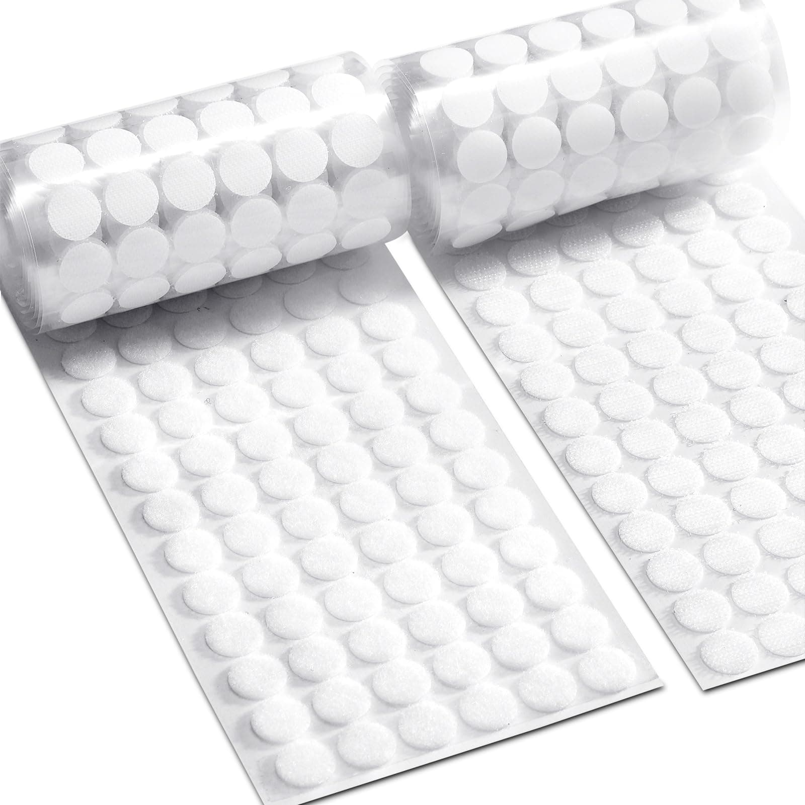 1000 Pcs (500 Pairs) 0.59inch Diameter Hook and Loop Fastener Self Adhesive Dots for Arts and Crafts School Classroom Home and Office Use, White