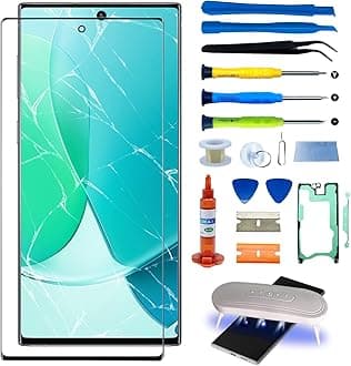 Original Samsung Galaxy Note 10 Front Screen Glass Replacement Outer Glass Screen 6.3 inch incl Waterpoof Frame Adhesive,Repair Glue and Lamp Tool Kit N970 Series (No Digitizer,No LCD)